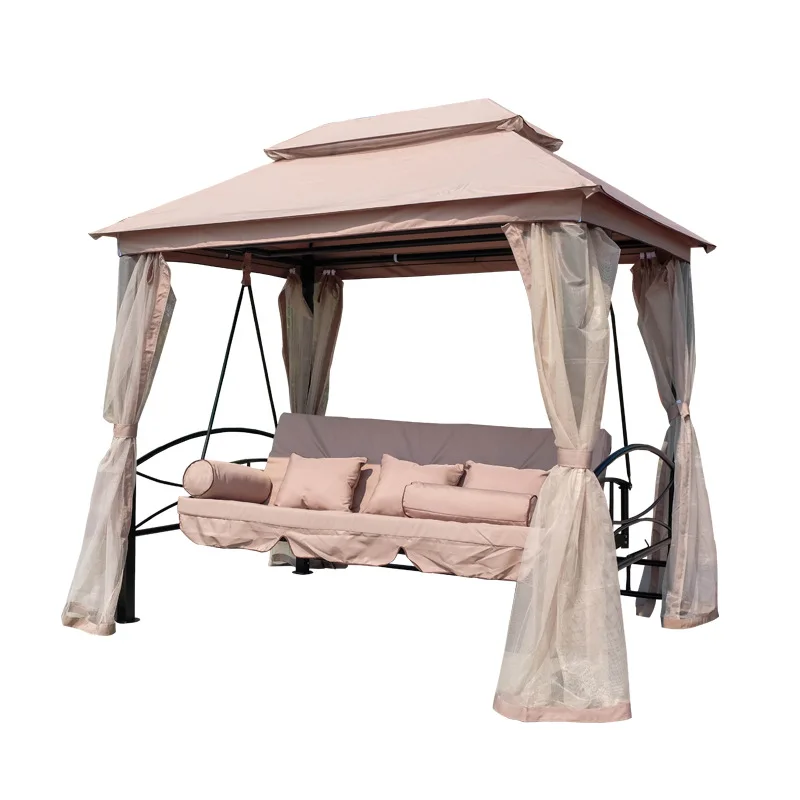 

Hua 3 person outdoor garden swing bed canopy tent outdoor garden chair leisure hanging chair