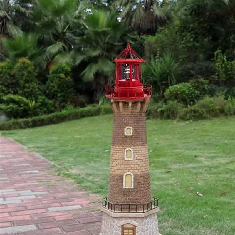 Imagem -02 - Led Solar Powered Farol 360 Graus de Giro da Lâmpada Pátio Decoração Impermeável Jardim Torres Estátua Luzes a