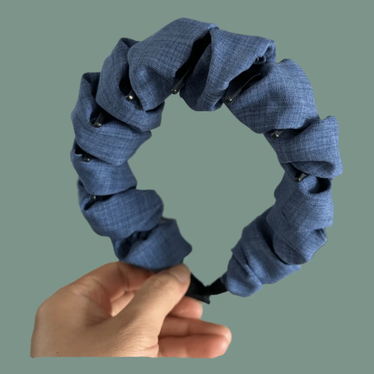 

High Crown Denim Wave Headband Non-Slip Teeth Design Hair Hoop for Women Daily Face Washing Flyaway Hair Control Accessories