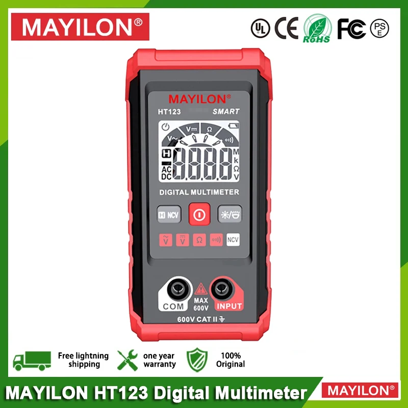 MAYILON Professional Digital Multimeter HT123 AC DC Voltmeter Voltage Detector Resistance Continuity NCV Electrical Multi Tester