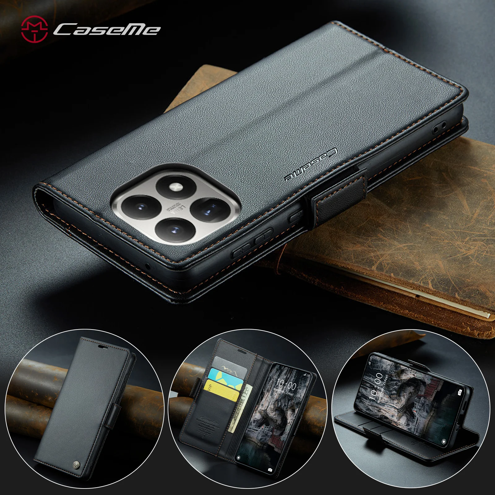 

Caseme-023 For Xiaomi Mi 15T 15T Pro, Book Style Flip PU Leather Wallet Case Card Slot Pouch Stand Phone Full Cover Side Buckle