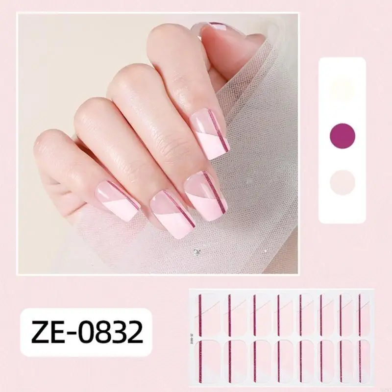 

G99E Gradient Nails Polish Sticker French Tip Gels Strips Nails Polish Wraps Glossy Gels Sticker Manicures Sticker