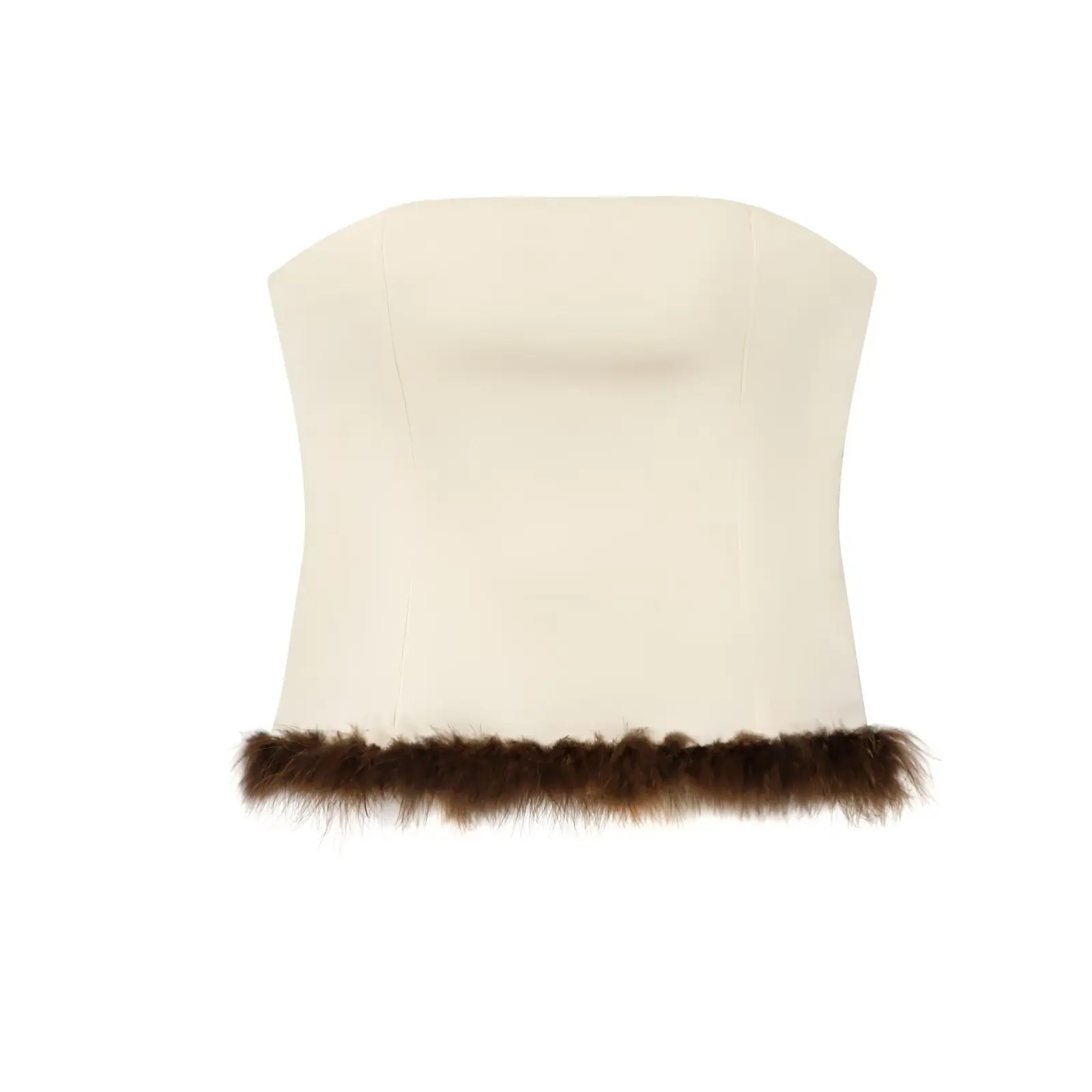 

Zevity 2026 Women Sexy Strapless Hem Feathers Design Slim Smock Blouse Female Backless Zipper Shirt Blusas Chic Crop Tops LS9525