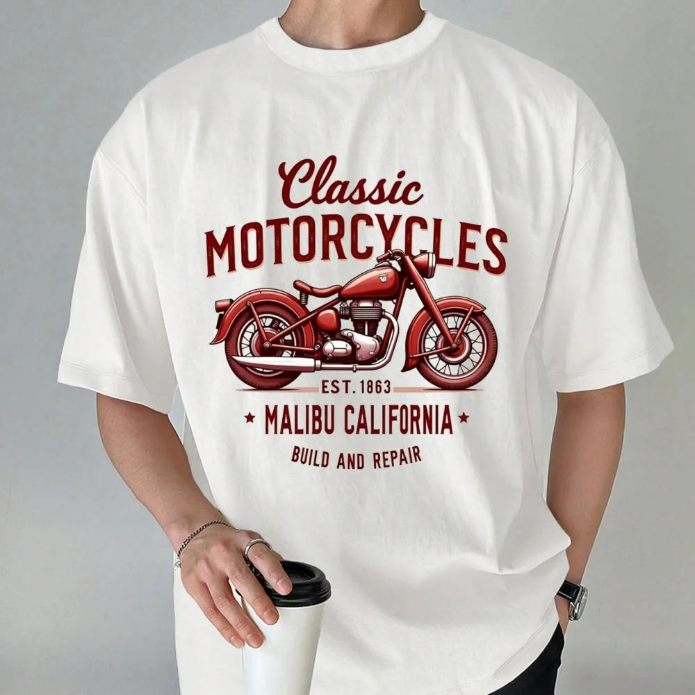 

Летняя мотоциклетная футболка DAZY с коротким рукавом и буквенным принтом для мужчин