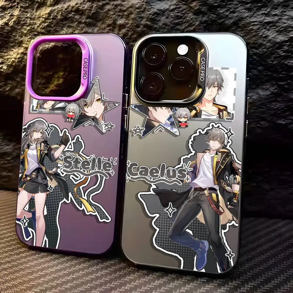 

Honkai Star Rail Caelus Stelle Phone Case For IPhone 17 16 15 14 13 12 11 Plus Pro Max Multicolor Aurora Laser Shockproof Funda