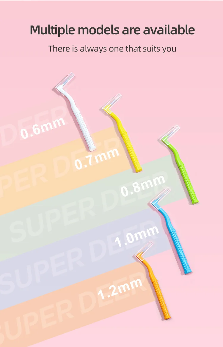 Super Deer 0,7-mm-L-förmiger Interdentalbürste mit weichen Borsten, Interdental-Zahnbürsten zur Reinigung zwischen den Zähnen, geeignet für Zahnspangen. – Detail 3