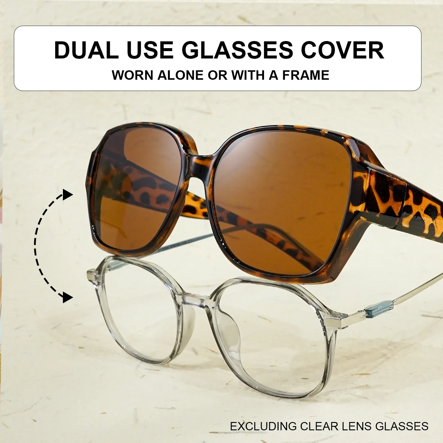 Fit-Over-Brille Retro übergroße quadratische Nachtsicht-Sonnenbrille, V400-Schutz, stilvoll für Outdoor-Sportfahrten – Detail 3