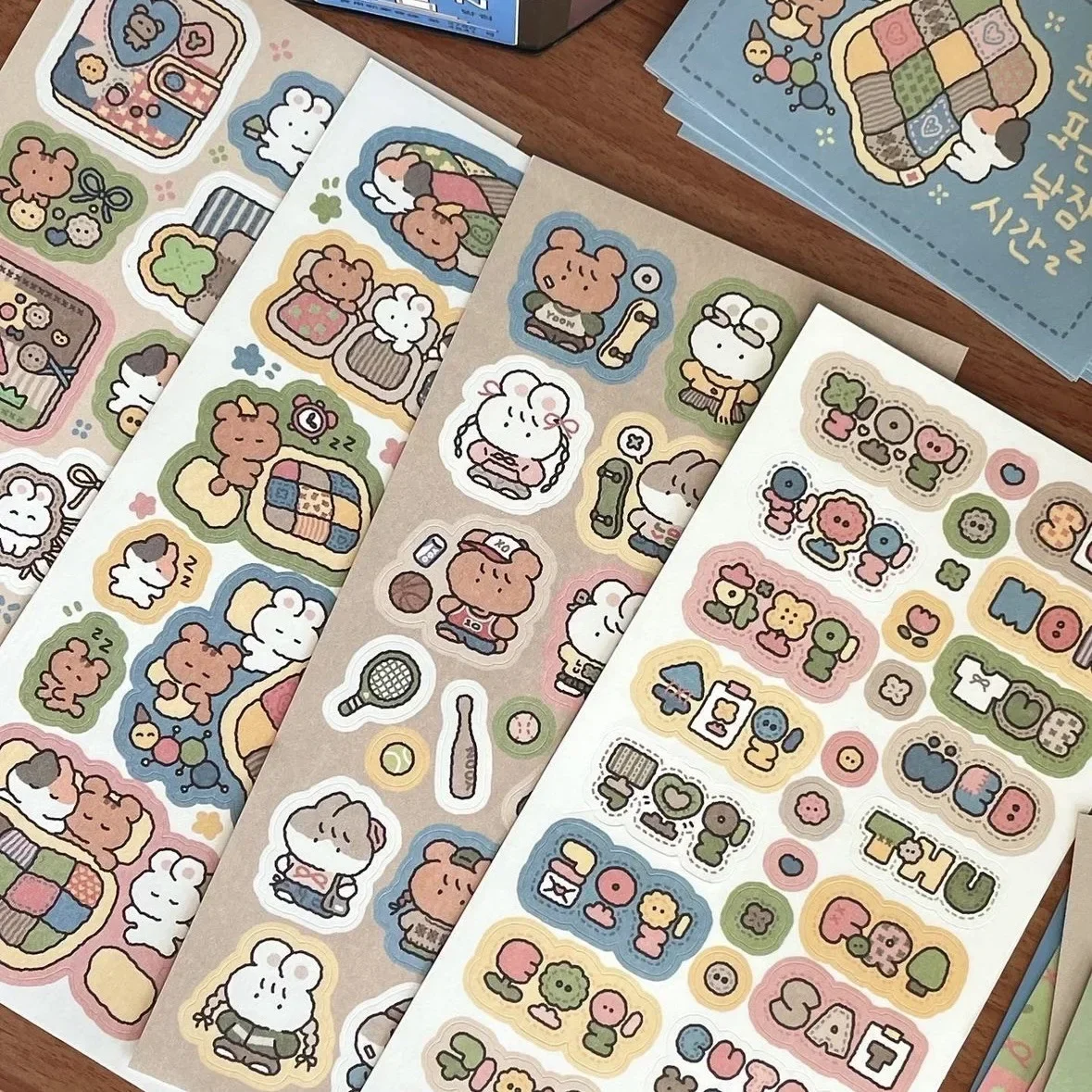 Korean Cute Cartoon Graffiti Bear Rabbit Stickers Ins Guka Handbook DIY Creative Stickers Diy Decoration Material