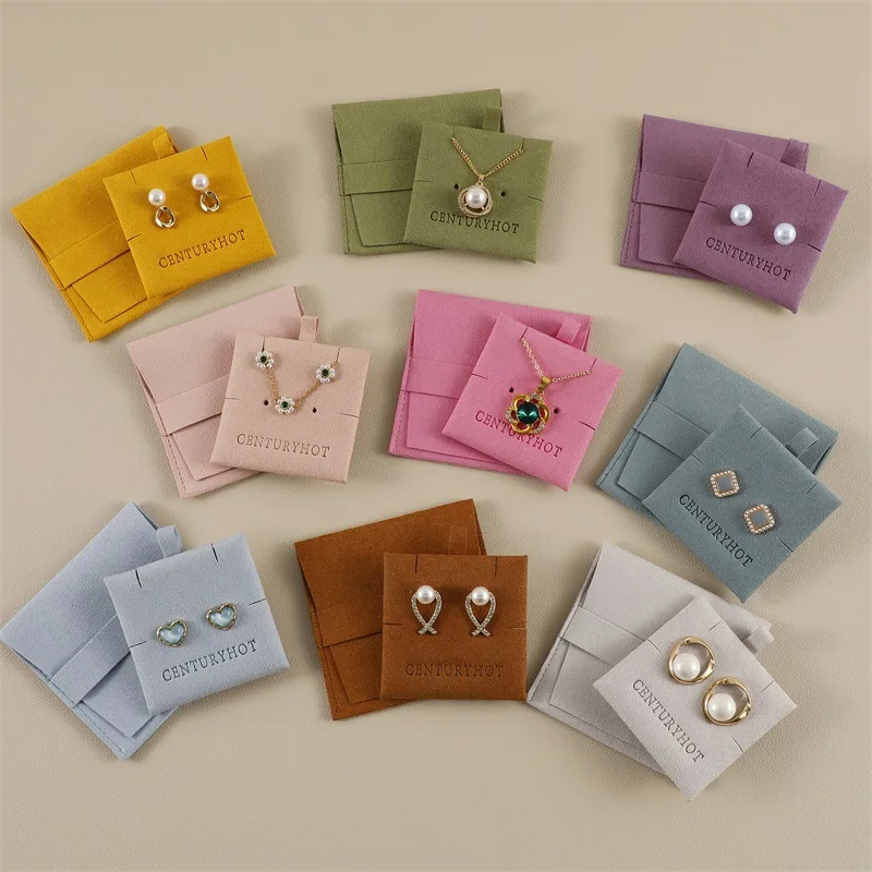 Velvet Jewelry Packaging Pouches with Card Holder Wedding Favor Bags Necklace Earrings Storage Gift Bag Microfiber Jewelry Bag