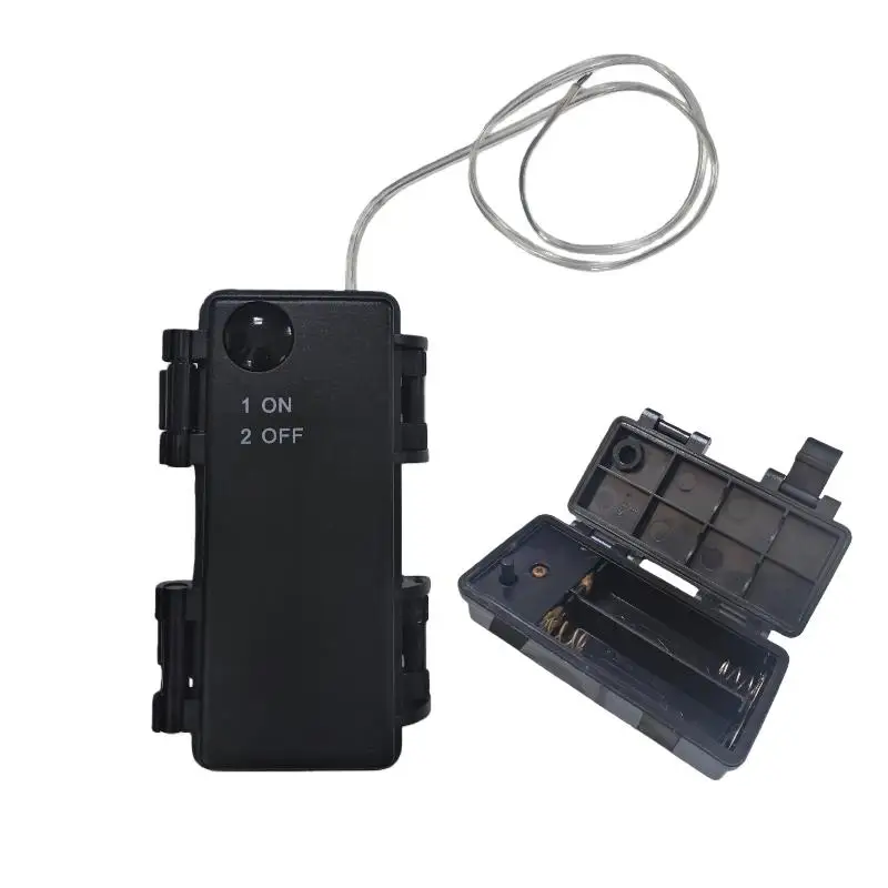 Portabatteria AA a 2 sezioni Cartuccia batteria impermeabile e antipolvere da 3 V n. 5 con accessori fai da te ON-OFF