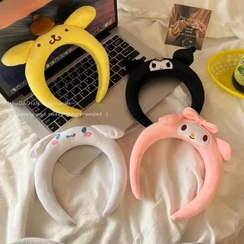 Kawaii Sanrio Kuromi My Melody Hairband Karikatür Cinnamoroll Kafa Bandı Pom Pom Purin saç aksesuarları Peluş Headdress Kız Hediye