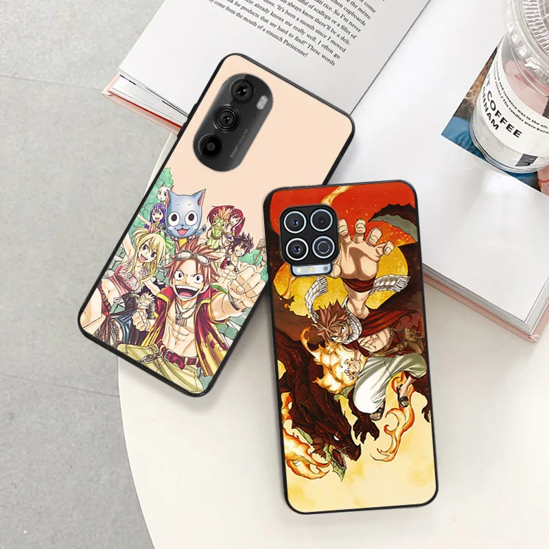 Black Matte Phone Case for Motorola Moto G50 G73 G53 G72 G52 G30 G31 G60 G71 G22 G9 G60S Fairy Tail Anime Soft Cover