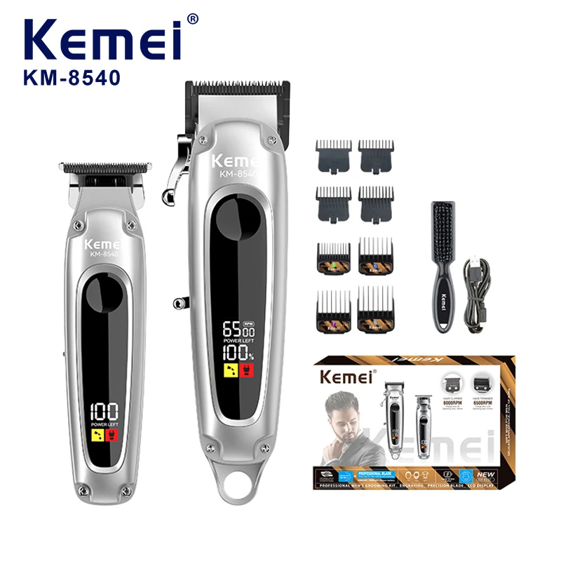 

Kemei 8540 Electric Hair Clippers Set Hairdressing Grooming Professional Cordless Kit Hair Cutting Machine Digital Hair Trimmer