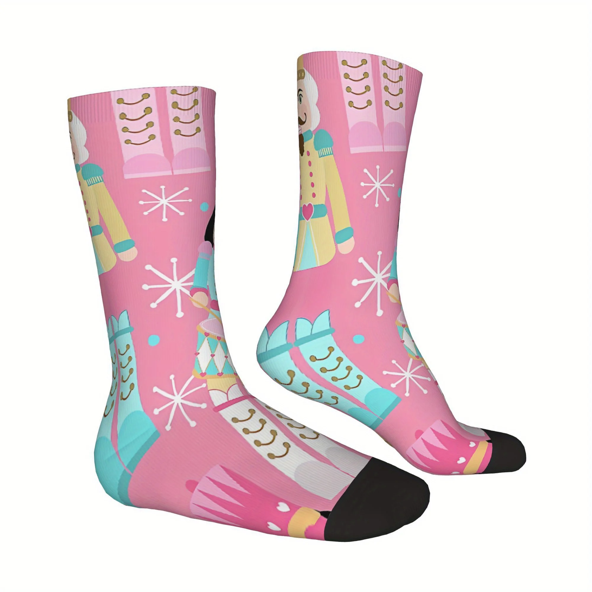 1 زوج كسارة البندق نمط جوارب ضغط نسيج متماسكة اليد قابل للغسل احتفالي عيد الميلاد طاقم الجوارب مع طباعة عشوائية سلسة