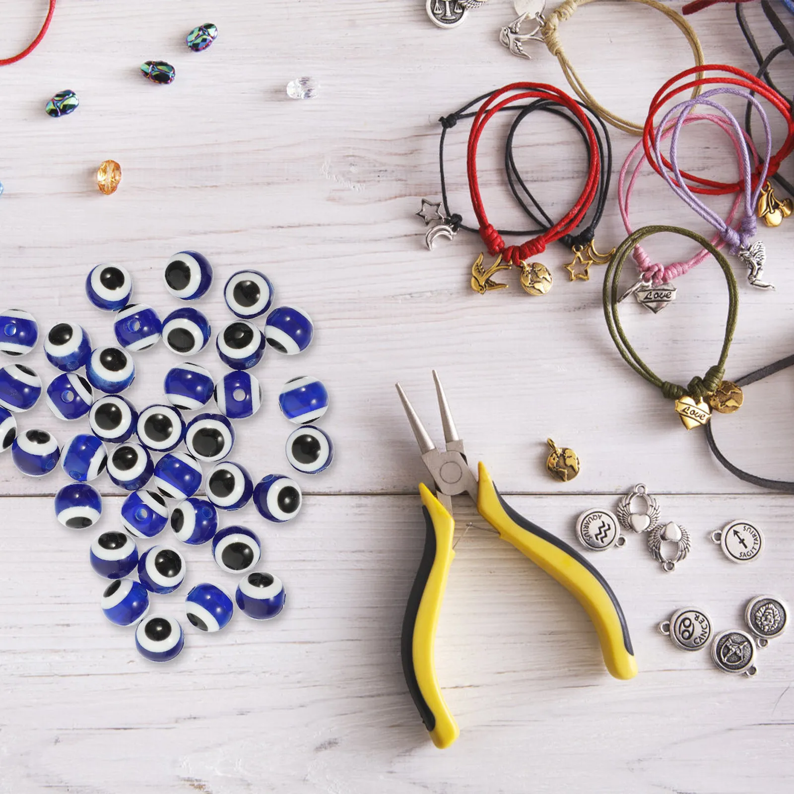 Jewelry Making Ideas With Beads - 100Pcs Evil Eye Beads Plastic DIY