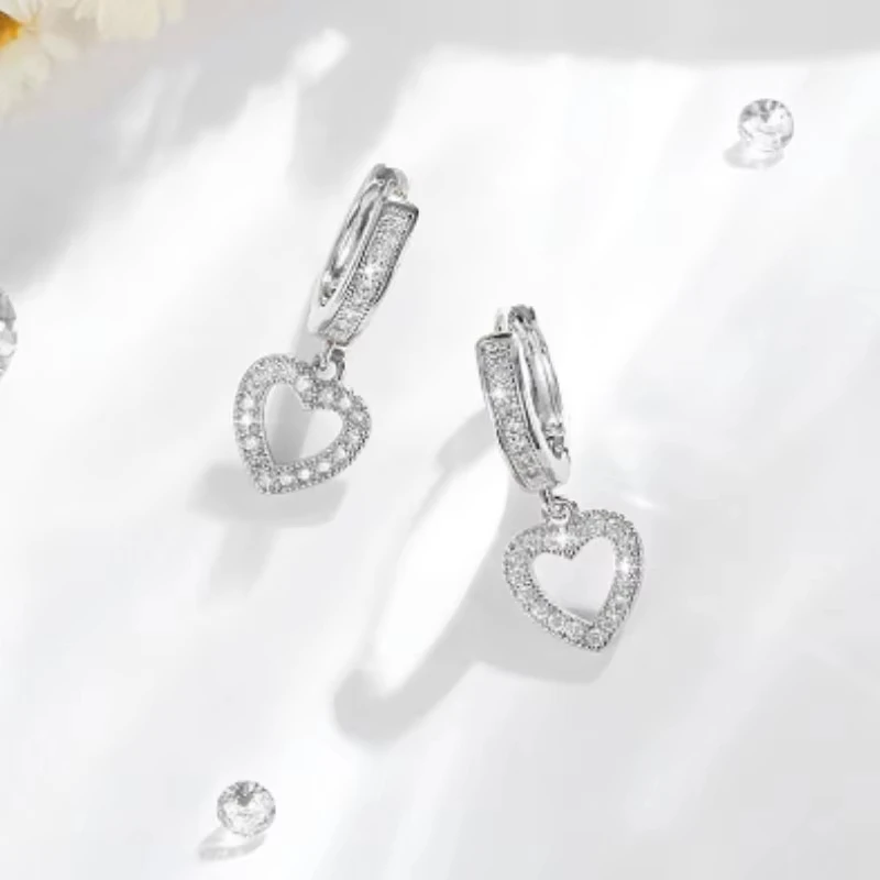 Europe and The United States Fashion Trend Love Drop Earrings Ladies Luxury Shining Inlaid Zirconia Wedding Jewelry image 5