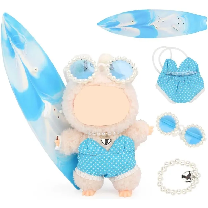 

Костюм для куклы Лабубу, 17 см, 4 предмета (без куклы), модный летний пляжный комплект, аксессуары для кукол