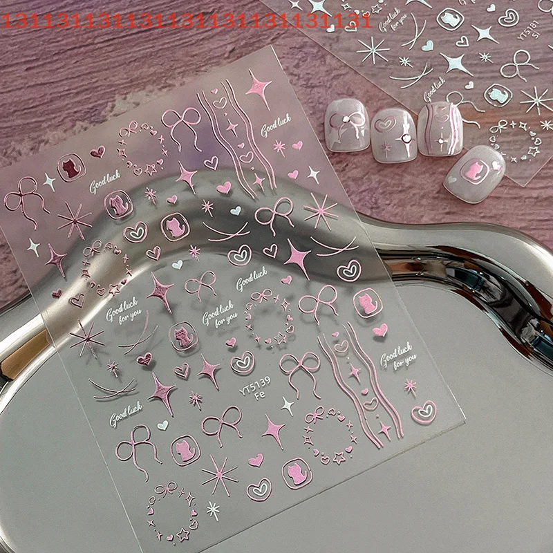 1 vel schattig lief hart hond strikken nagelstickers zelfklevende stickers voor doe-het-zelf manicure vrouwen en meisjes