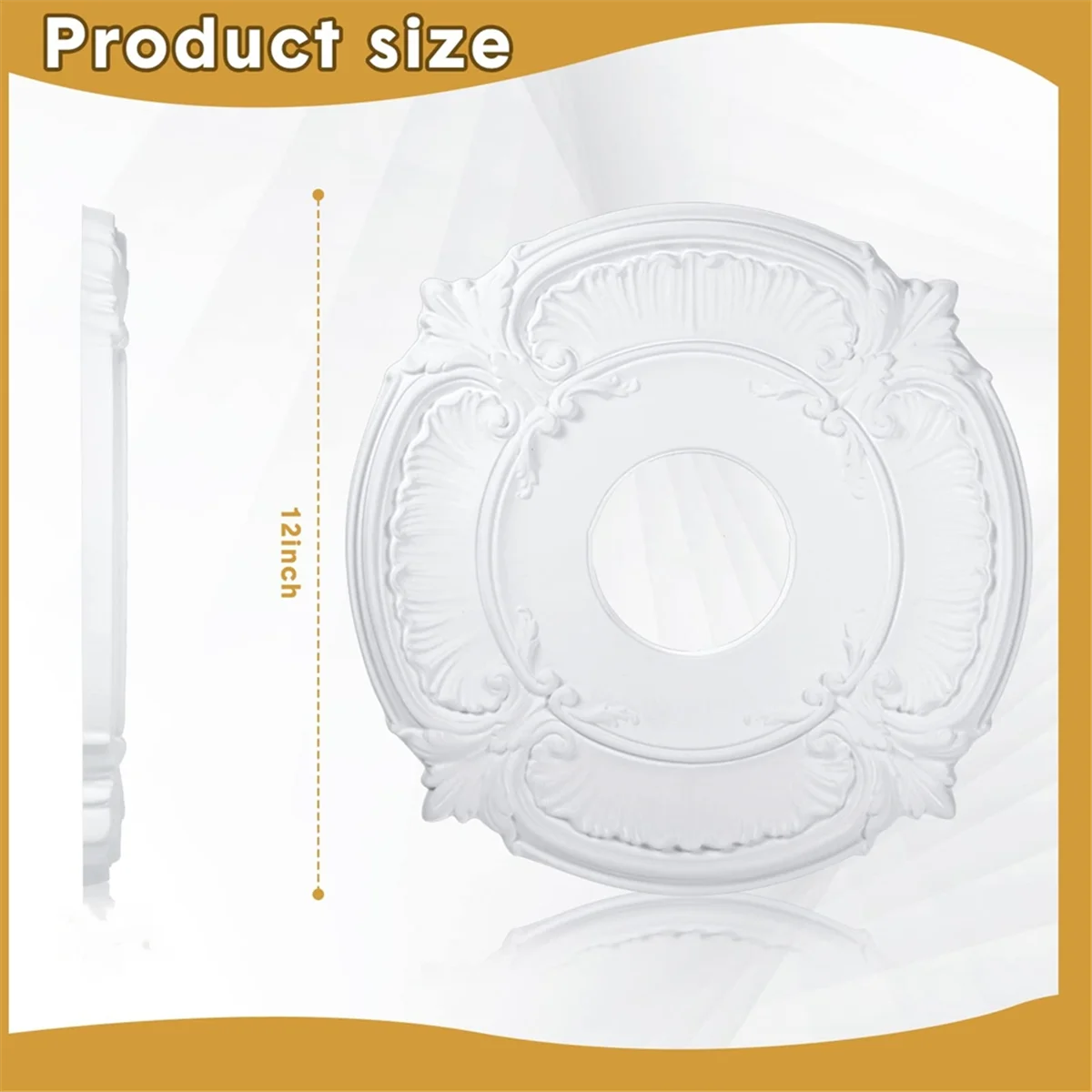 ABZV-2 pièces médaillon de plafond en polyuréthane médaillon de ventilateur de plafond décoratif pour luminaires ventilateurs de plafond lustres, 12 pouces OD