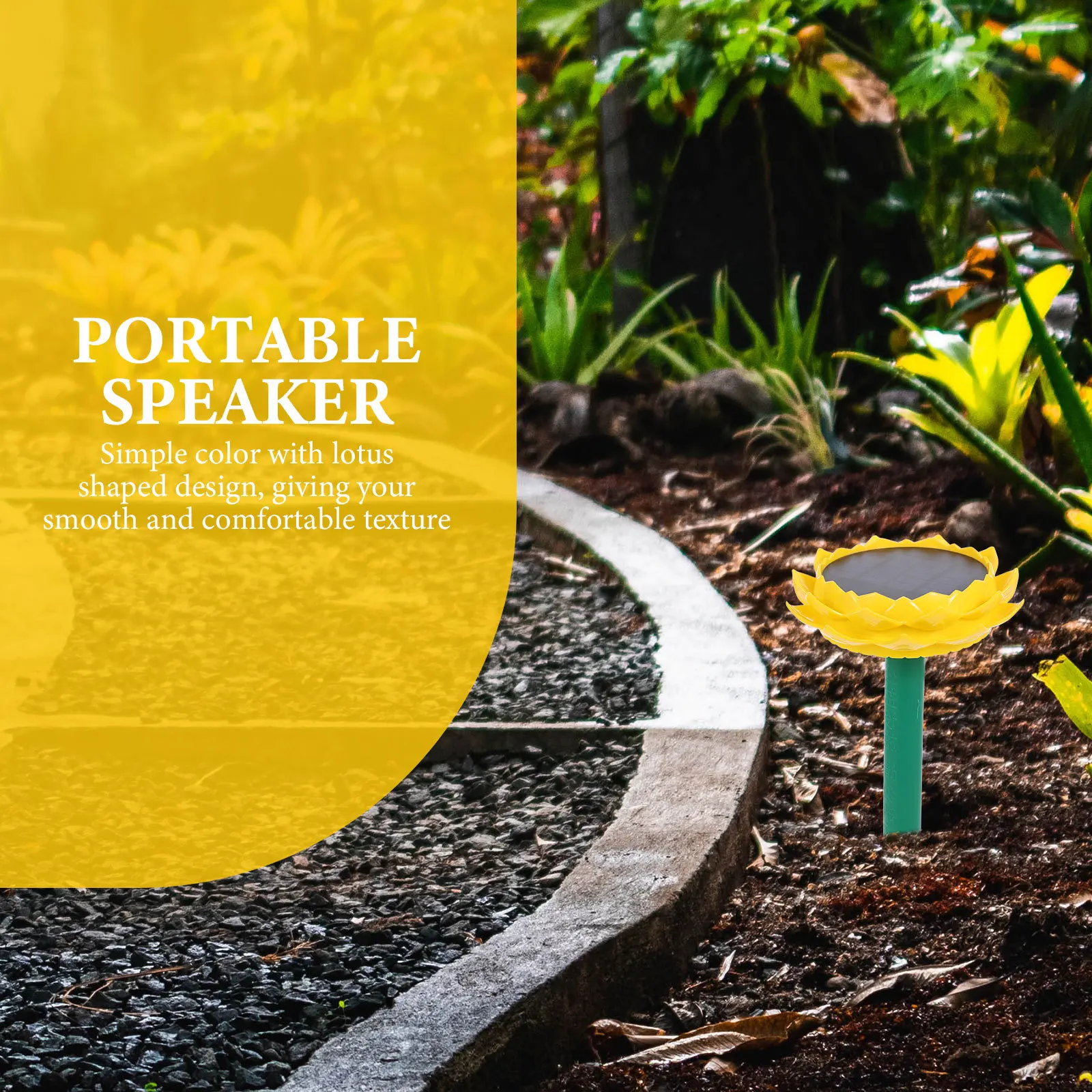 

1pc Lotus Speaker Solar Powered Waterproof Outdoor Wireless Music Player Portable Buddha Songs Flower Design Yellow