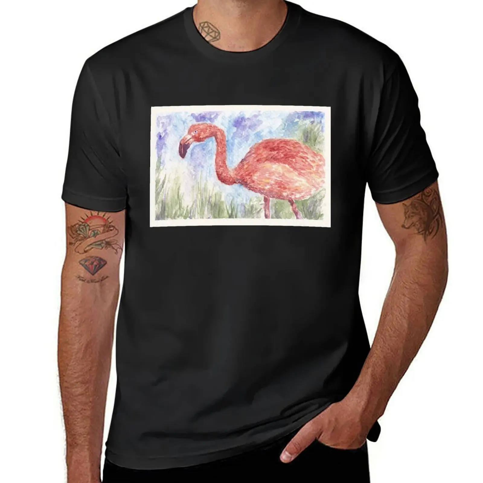 

Impressionist Watercolor Flamingo T-Shirt Short sleeve tee anime plain vintage t shirts for men