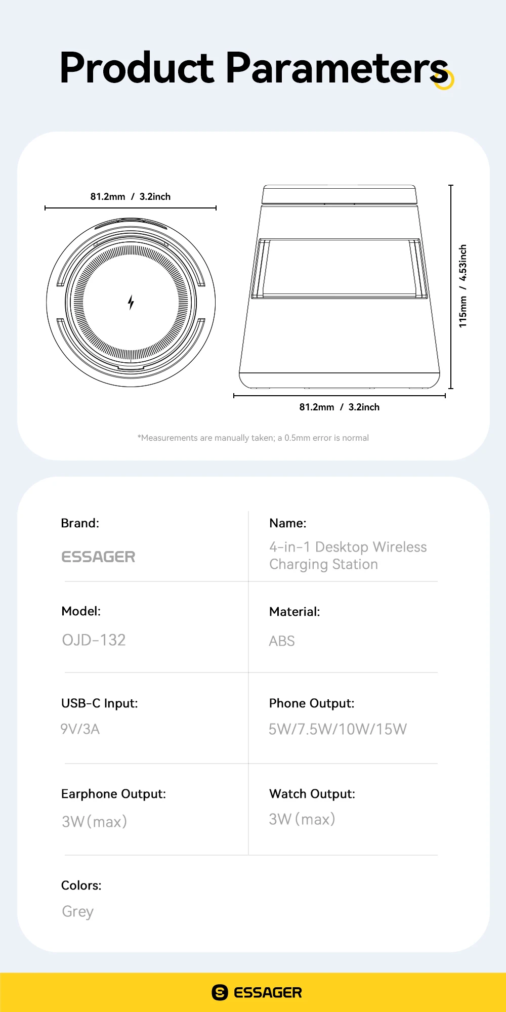 Essager 4 in 1 Magnetic Wireless Charger Stand for iPhone 16 15 14 13 12 Apple Watch 9 8 Airpods Pro 15W Fast Charging Station