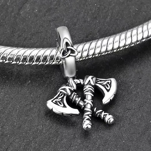 

925 Sterling Silver Charm Viking Axe Pendant For Woman Fit Original Bracelet Bead Diy Fine Jewelry