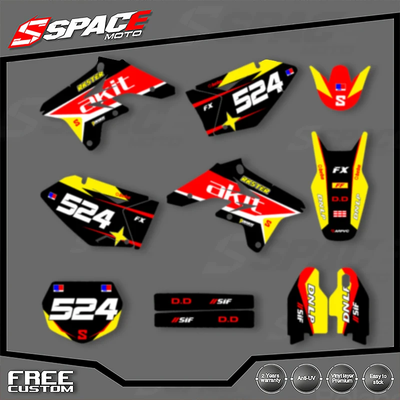 الفضاء مخصص للدراجات النارية الرسومات خلفية مائي لسوزوكي 2007 2008 2009 RMZ250 الشارات ملصقات أطقم 008