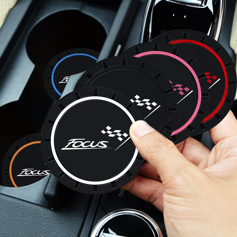 1Pcs Car Coaster Water Decoration Cup Silcone Pad Anti Slip Mat Accessories For Ford Focus mk3 mk2 st 2017 mk4 2011 2020 2014