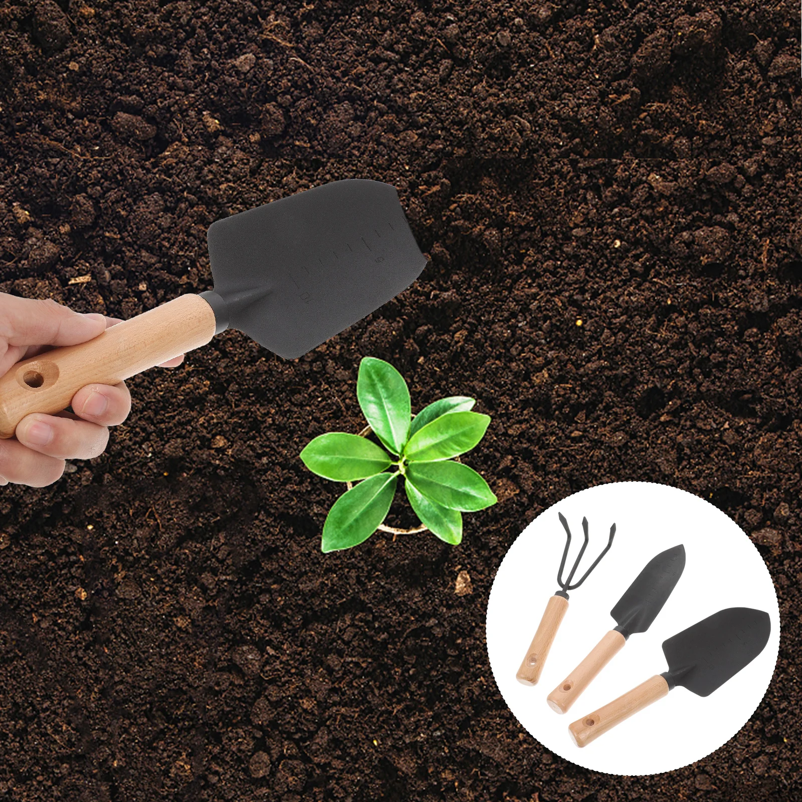 

Garden Tools Set Wood H Shovel Rake H Tool for Flower Planting Digging Durable Carbon Steel Smooth Edge Easy Storage Non Rust