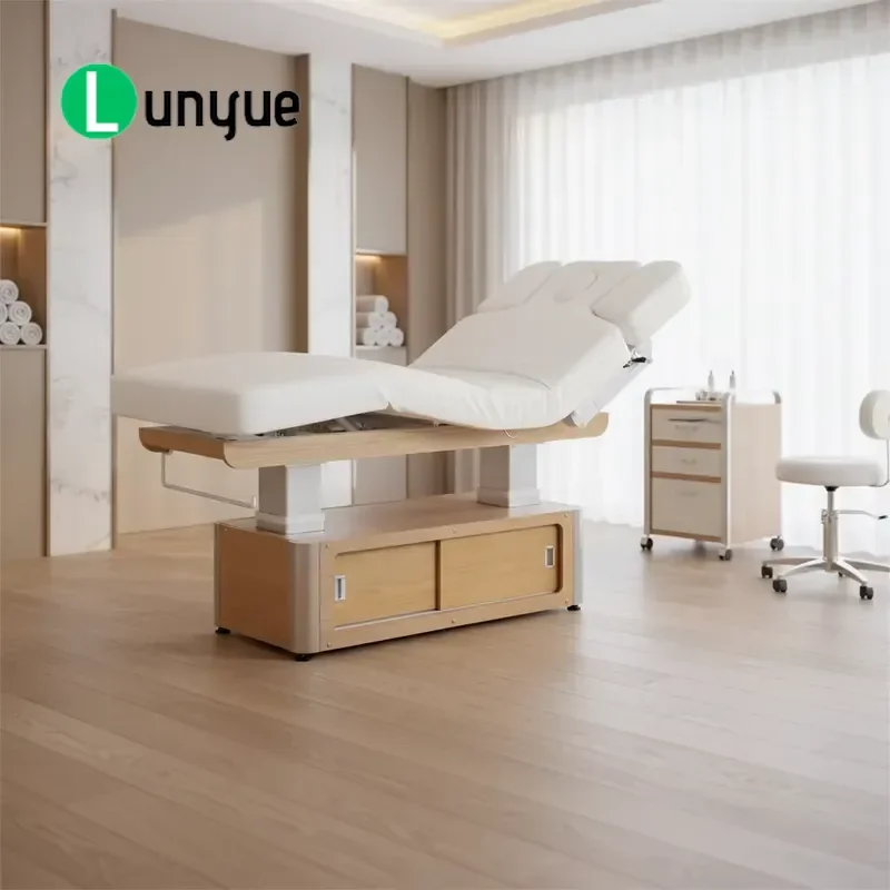 Electric Facial Bed with Quad Motor for Beauty Spa Therapy Massage Table Adjustable Height for Eyelash Extension