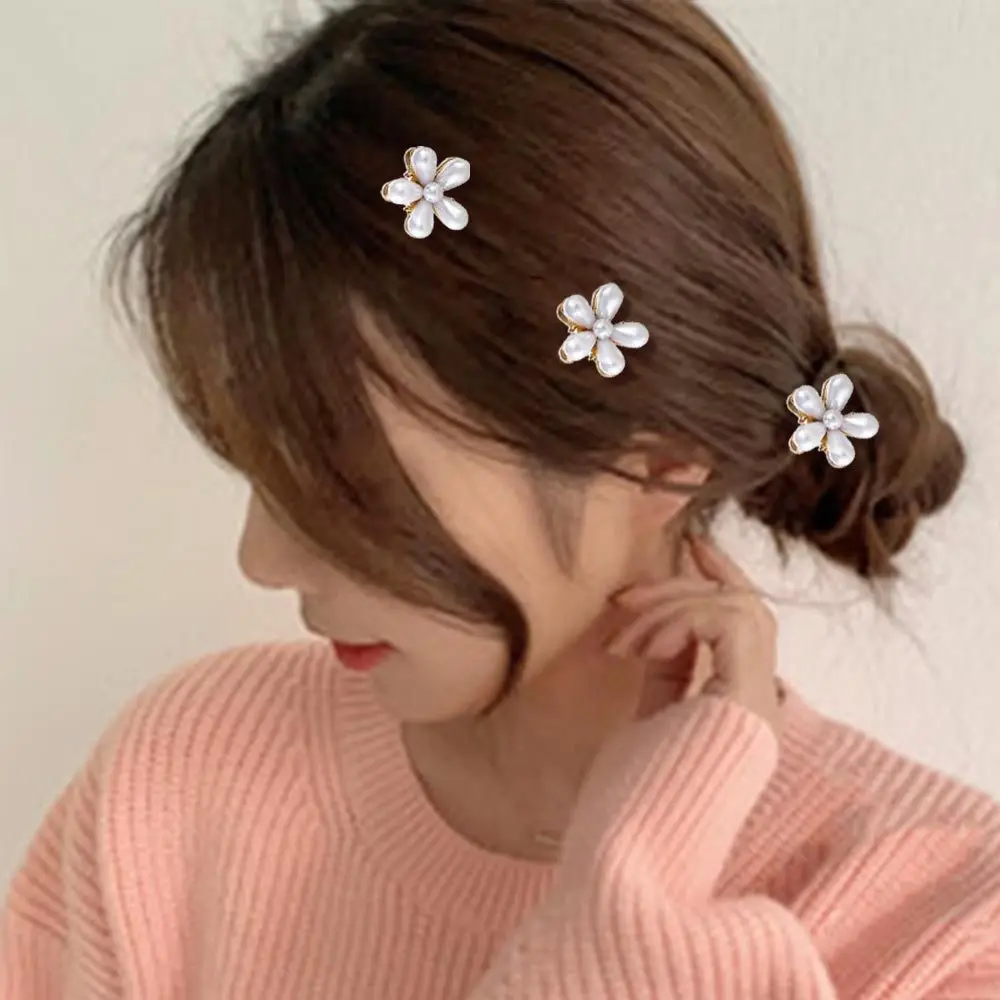 1/3/5Pcs Girls Mini Pearl Hair Claws Korean Small Flower Clips Set Hair Accessories Gold Crab Women Girls Headwear Wedding