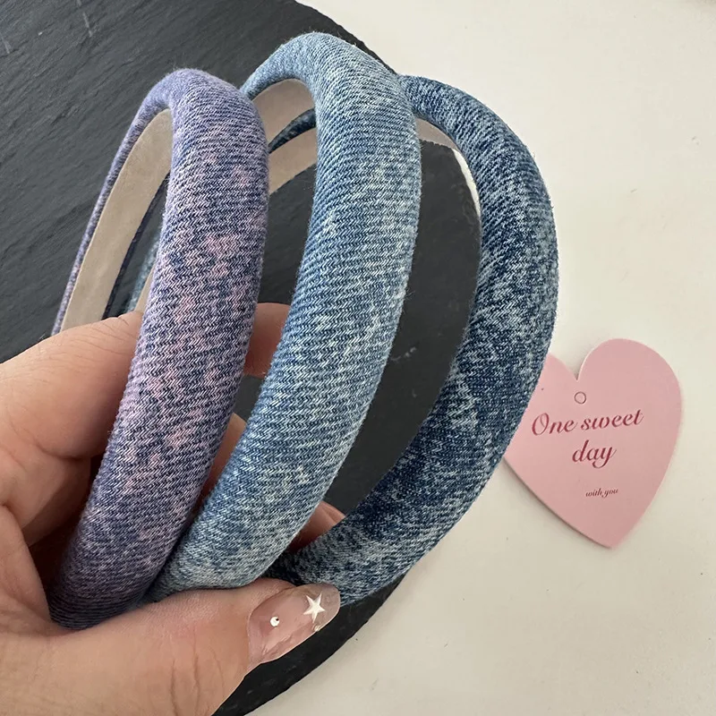 New Simple Denim Scrunchies Bow Hair Ties Headband Vintage Women Hair Accessories Ponytail Holder Elastic Hair Band Rubber Bands