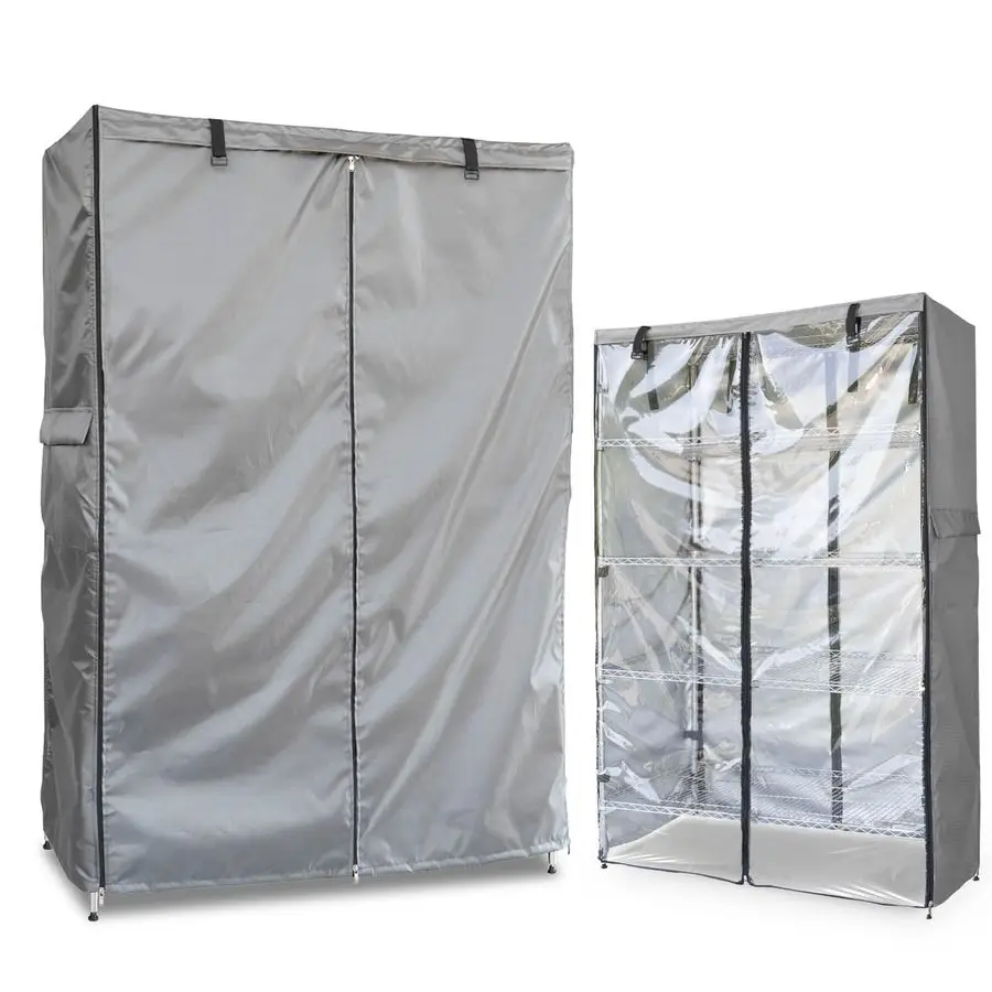 

Waterproof Shelf Cover,600D Heavy Duty Wire Shelving Unit Cover,Shelf Display Rack Protector Cover with Zipper,One Side See Thro