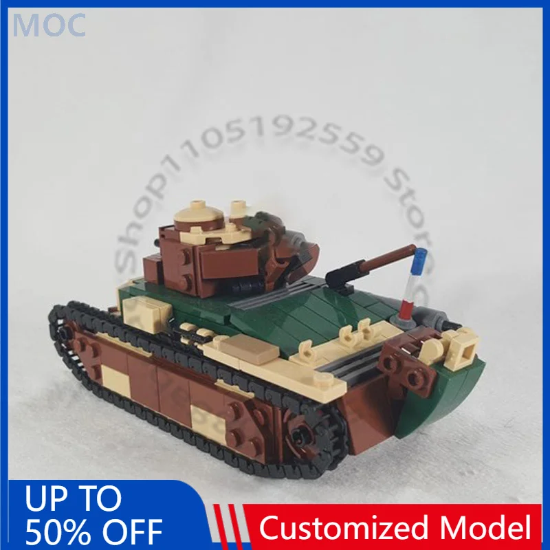 

442 детали, серия «Военная техника», танк Renault D1, конструктор MOC, модульная сборка, креативный дизайн, развивающая игрушка для мальчиков, подарок