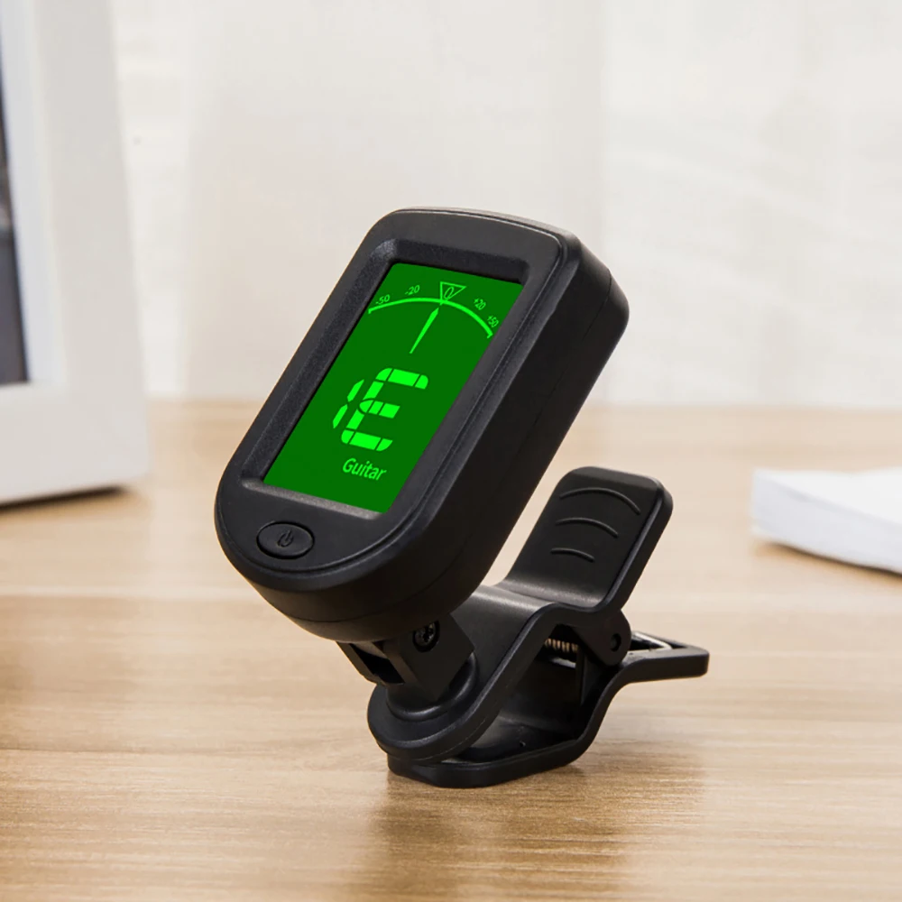 T-02 Guitar Tuner Clip-on Chromatic Digital Tuner LCD Display Mini Size Tuner for Acoustic Guitar Ukulele Violin