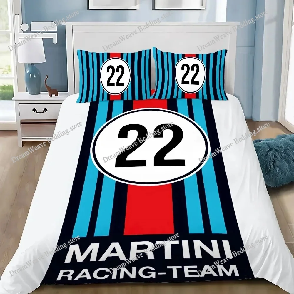 

Duvet Cover Pillowcase Bedding Set 41-Racing M-Martinis Stripe Adult Boy Girl Bedroom Decoration Children Single Double Size
