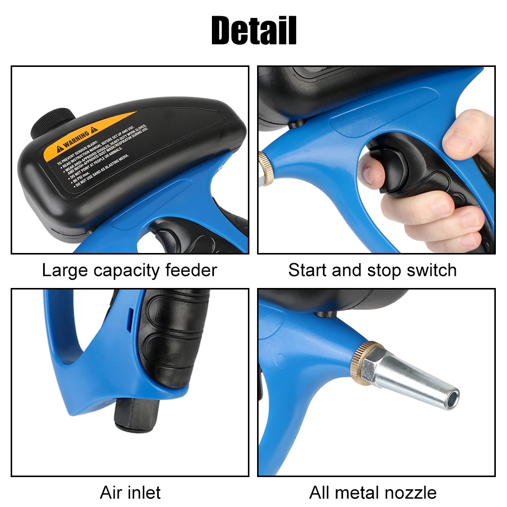 Anti-rust Sandblaster 90psi Handheld High Pressure Gun with Small Nozzle Pneumatic Sand Blasting Machine