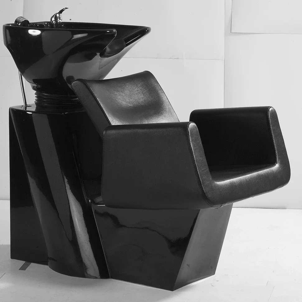 Shampoo Bed Hair Salon Barber Shop Bright Black Fiberglass Basin PU Soft Bag Hair Salon Punch Shampoo Chair Cross-border Special