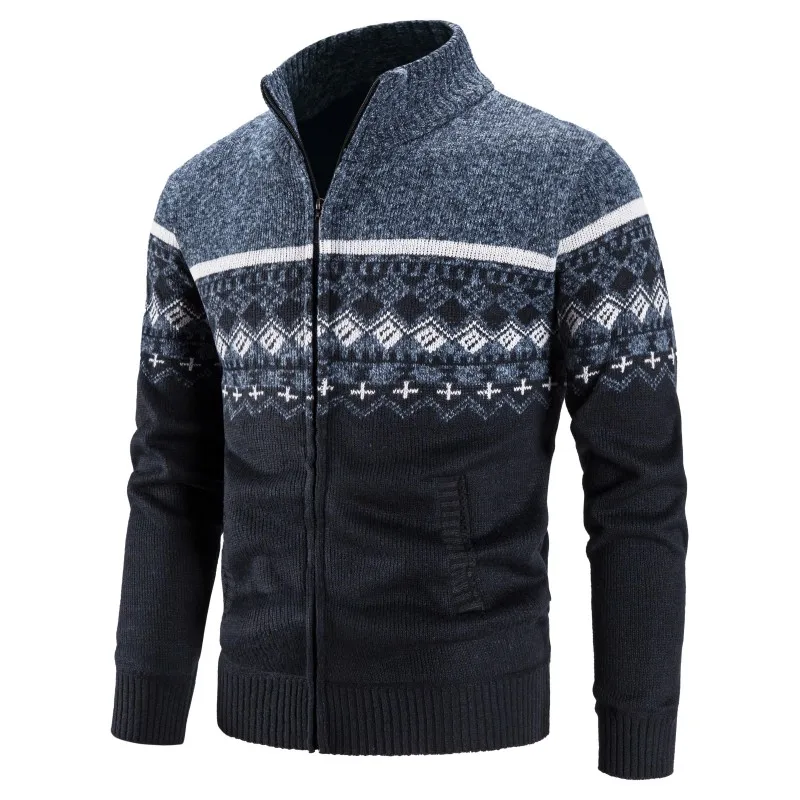 Men Cardigans Jackets Winter Sweatercoats High Quality  Male Thicker Warm Casual Cardigans Slim Fit Stand-up Collar Sweaters 3XL