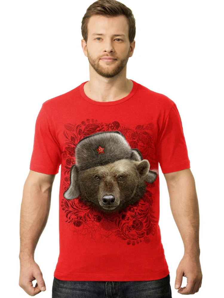 Russian Soul Cool Bear Warriors Funny Graphic Printed T Shirt. New 100% Cotton Short Sleeve O-Neck Casual T-shirts Size S-3XL