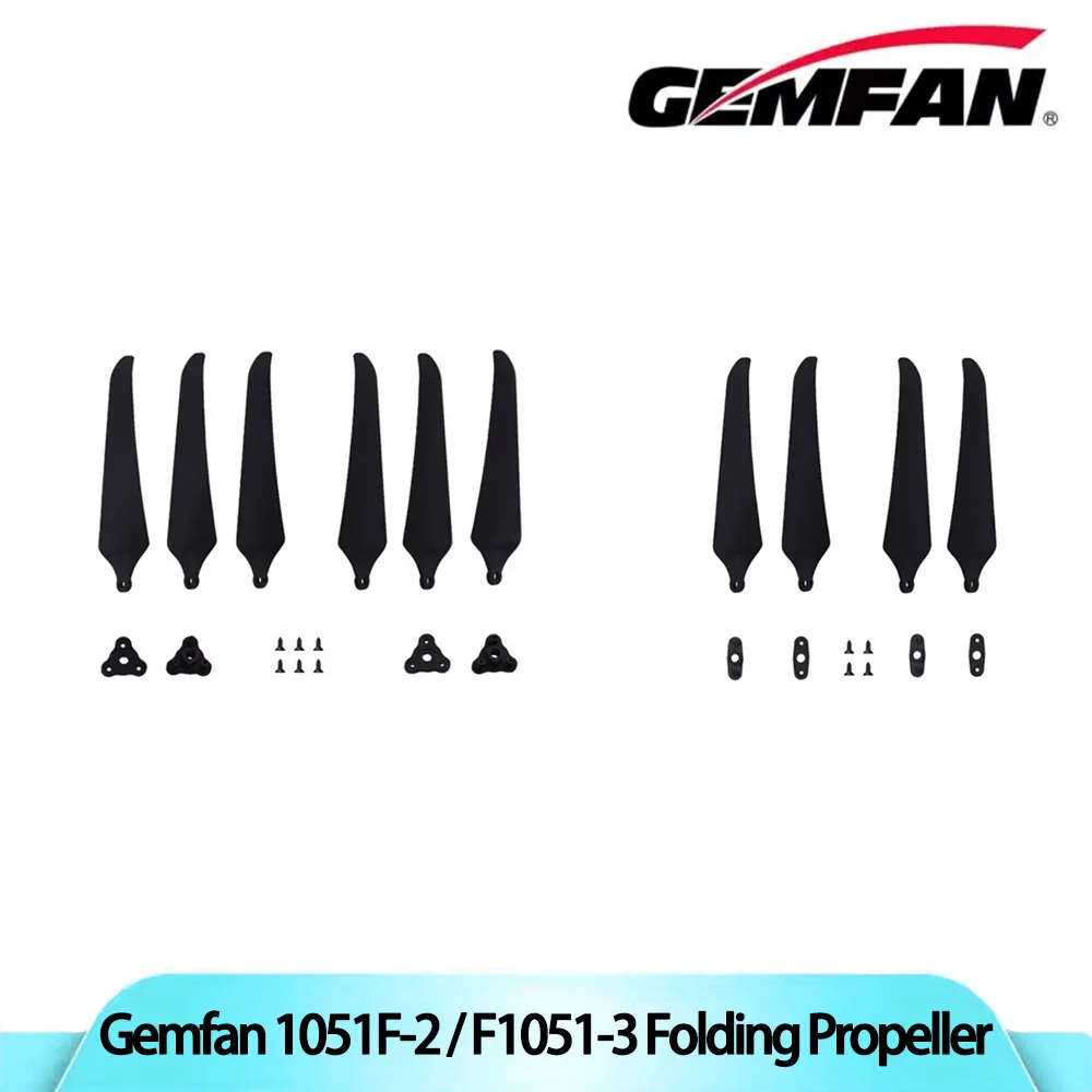 

2Pairs Gemfan 1051F-2 2-blade Propeller F1051-3 3-blade Folding Propeller 10 Inch For High-Power Drones