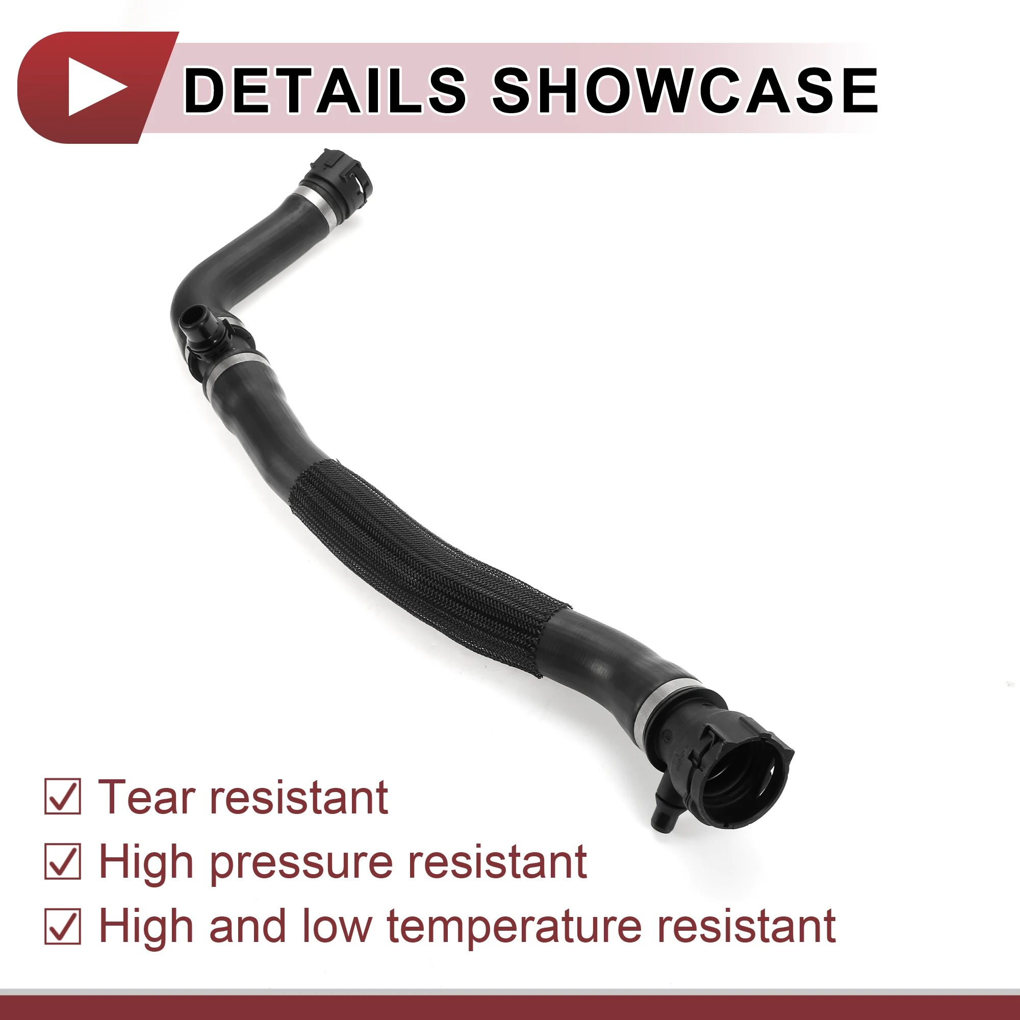 UXCELL 1 Pcs Radiator Coolant Hose for BMW 230i 320i 330i 430i Upper Heater Hose No.17128616528 Black Rubber