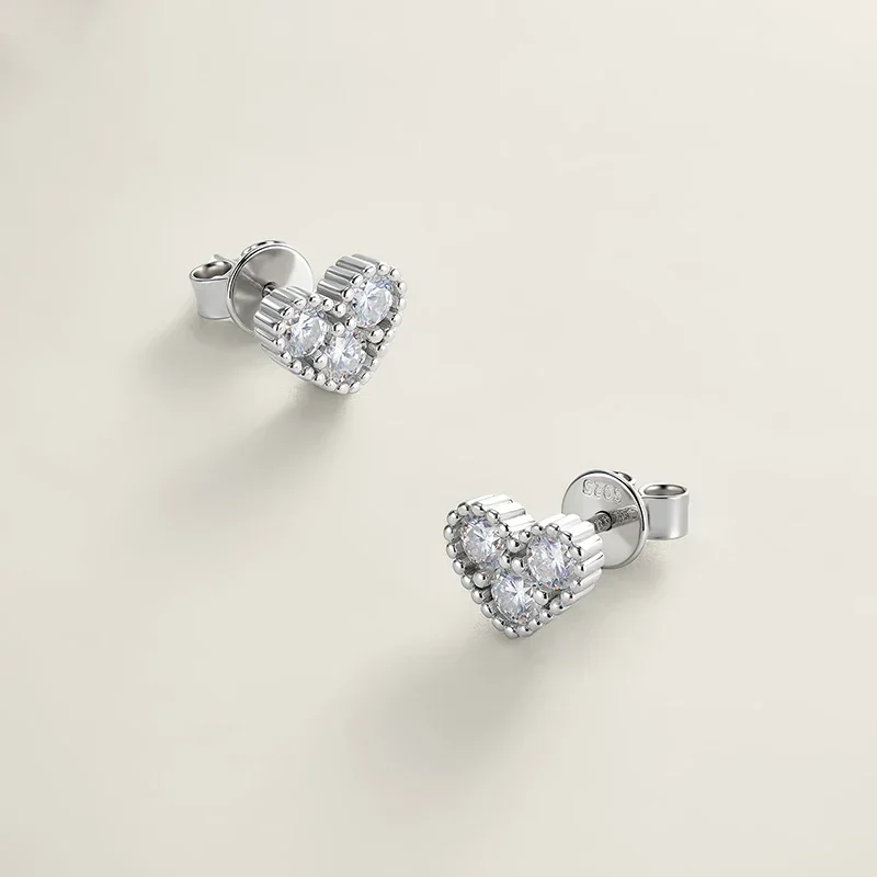 FCGJHW D Vvs1 3mm Moissanite Stud Earrings for Women Elegant Heart Shape Ear S925 Sterling Silver Jewelry Birthday Gifts 2026