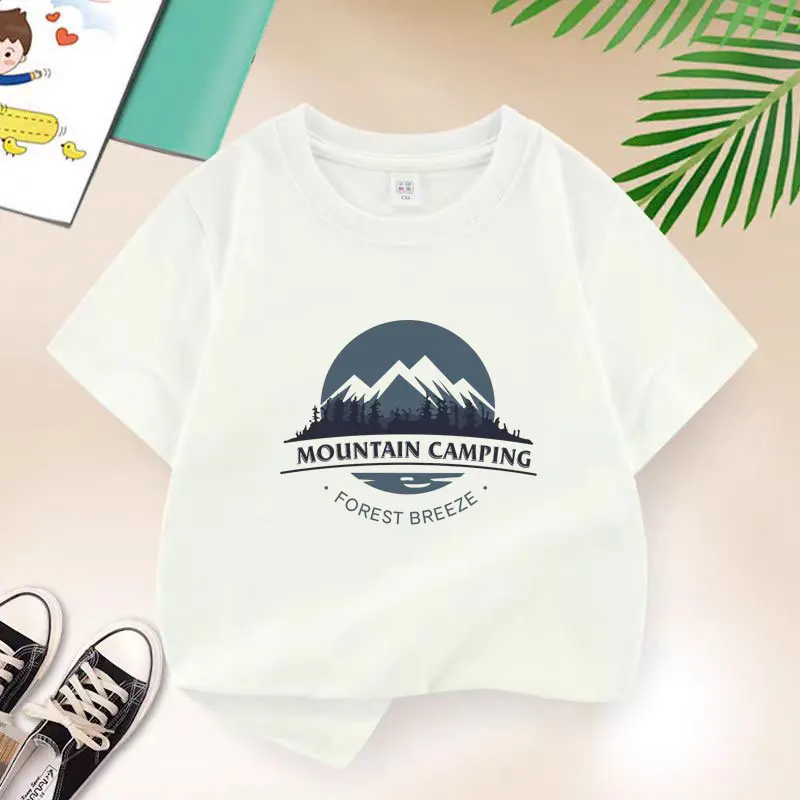 Berg Camping T-shirt voor Jongens Katoenen Kinder T-shirt Casual Kinderen Casual Kleding Tiener Baby Boy Zomer Tops 6 8 10 12 jaar