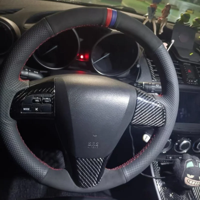 

Car Steering Wheel Cover Faux Leather Breathable Black For Old Mazda 3 Mazda 5 Mazda 6 2003-2015 Steering Wheel Braiding Cover