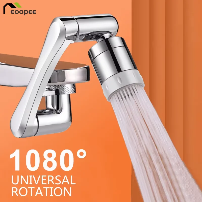 1080° Rotating Faucet Extender Kitchen Sink Anti-Splash Nozzle Aerator 2 Spray Modes Universal Adapter 22/24mm