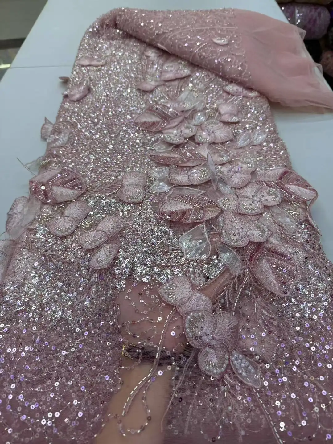 Africa Nigerian Beaded French Mesh Lace With Sequins High Quality 2025 Embroidery Lace Sequins Lace For Wedding Dresses Women