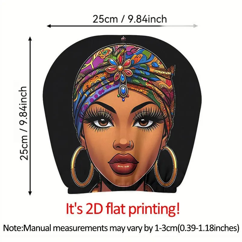 1/2Pcs Car Headrest Covers, Vibrant African American Woman With Turban And Hoop Earrings Print, POD - view 4