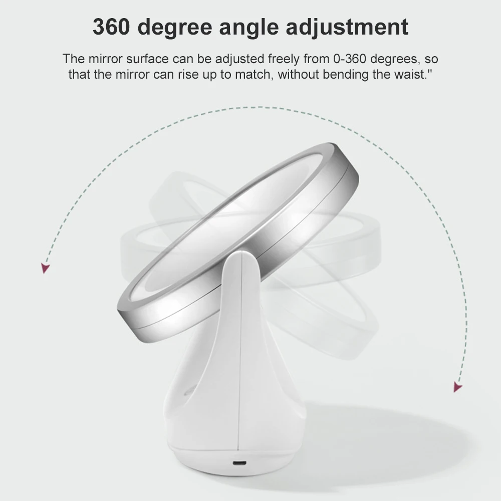 360 Grad LED Kosmetik spiegel 5-fache Vergrößerung doppelseitiger Spiegel 3-Gang-Lichter Kosmetik spiegel einstellbare Ausbesserung kosmetik – Detail 2